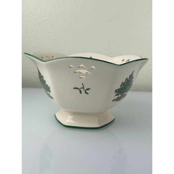Spode Christmas Tree Pierced Hexagonal Bowl Holiday Serving Classic England - Picture 16 of 16